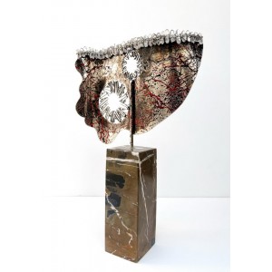 Shakil Ismail, 13 x 21 Inch, Metal Sculpture with Crystal Quartz, Sculpture, AC-SKL-147